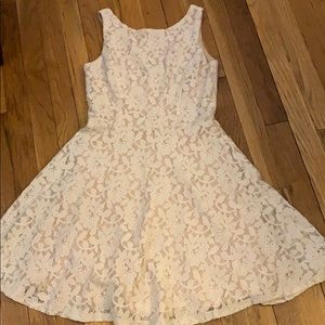 Cream/pink laced skater dress